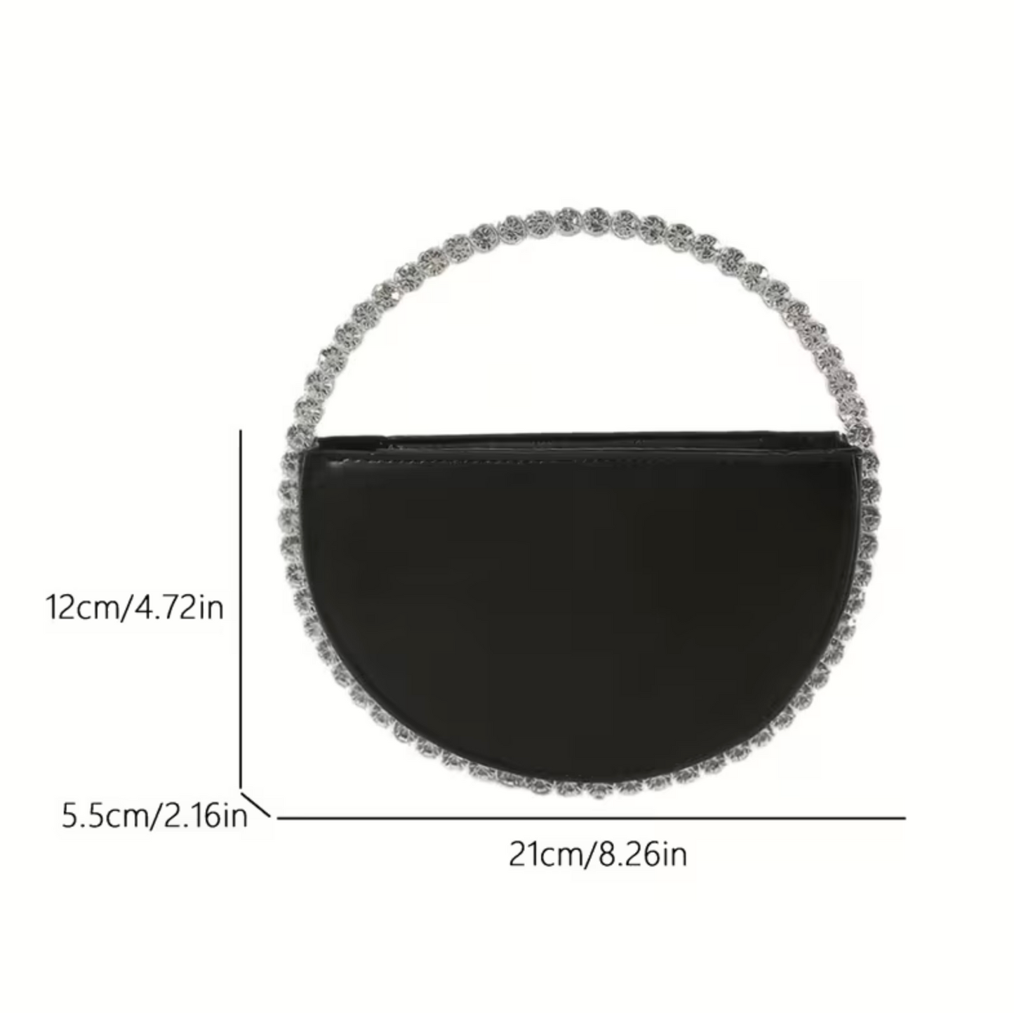 Elegante Halbmond-Handtasche mit Strassgriff