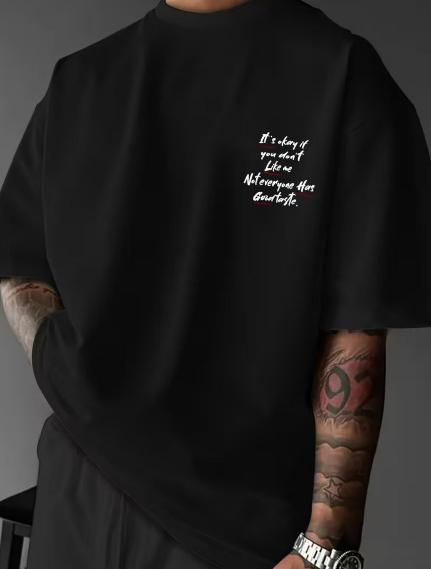 Schwarzes Herren Grafik-T-Shirt