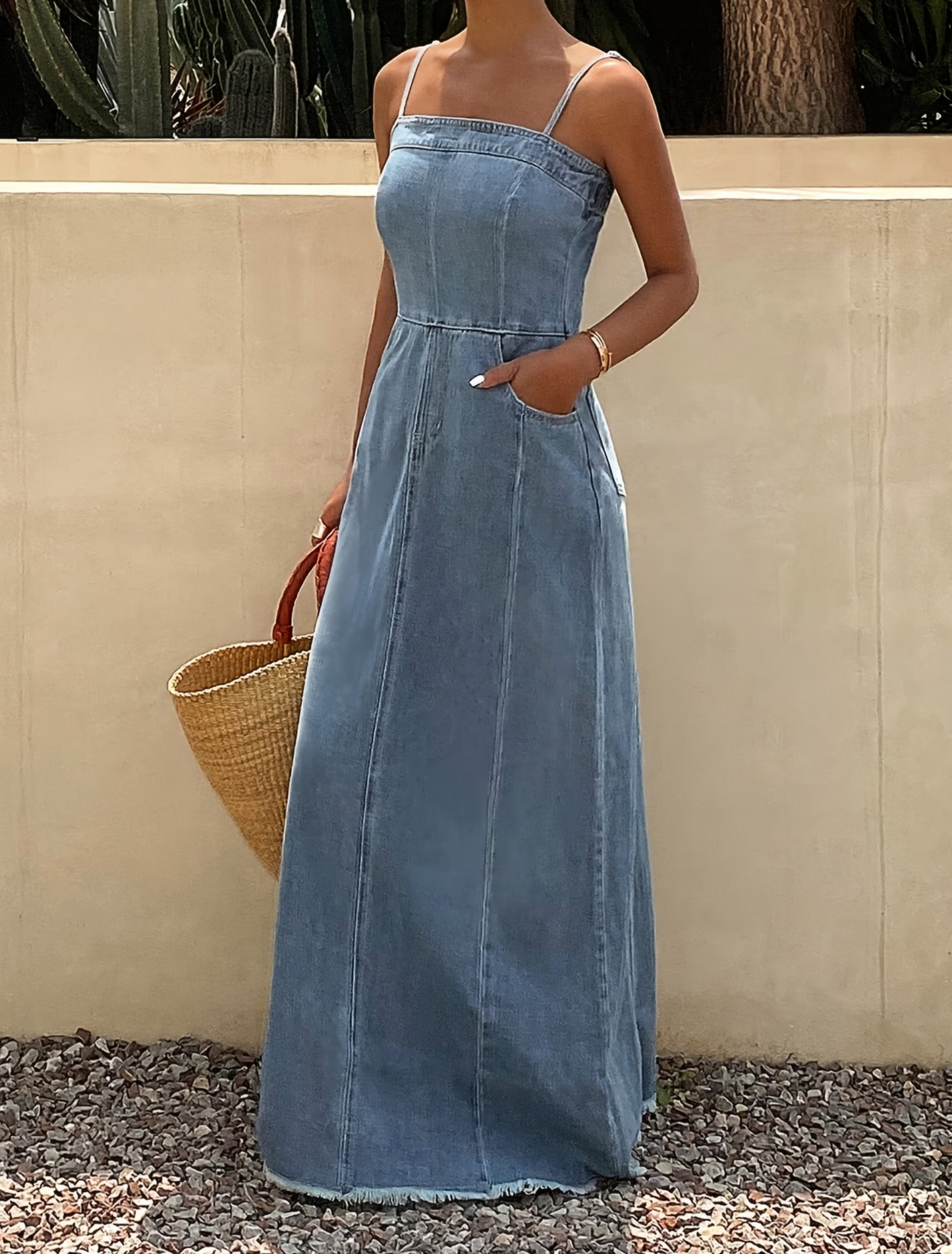 Lässiges Denim-Maxikleid