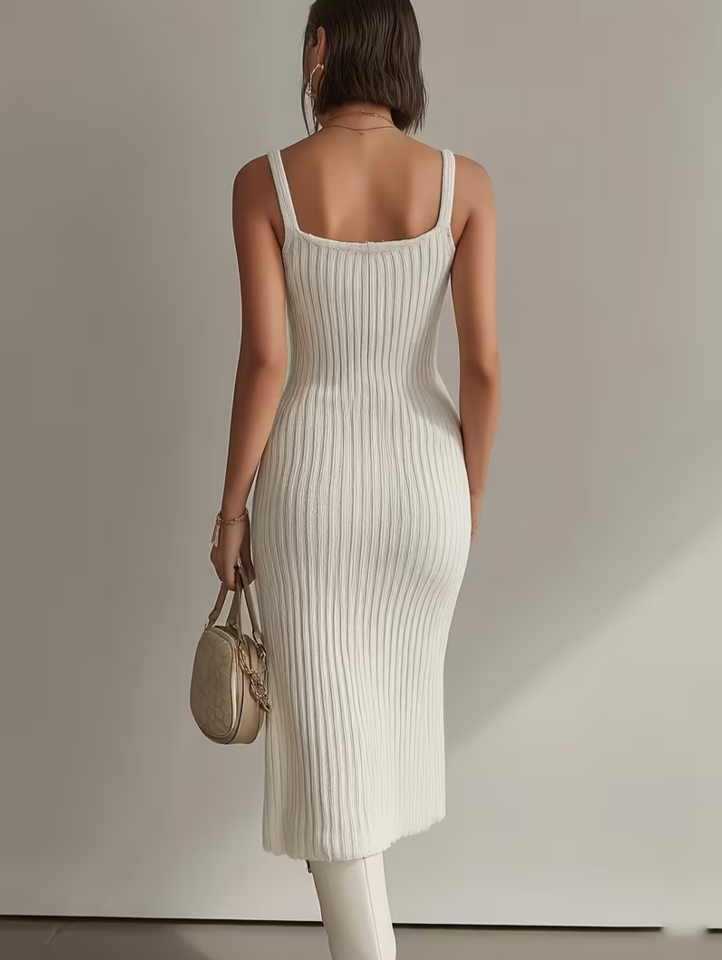Elegantes Strick-Midikleid mit Knopfleiste