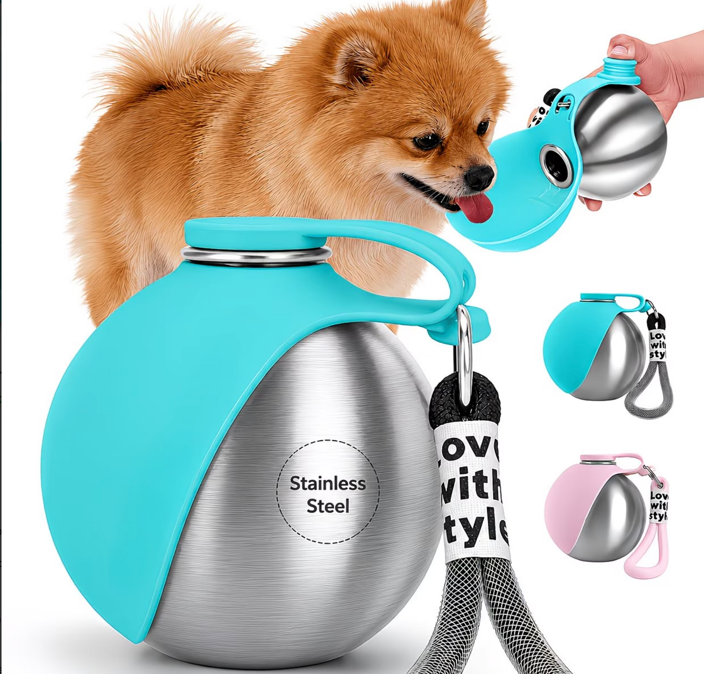 2-in-1 Hunde Trinkflasche mit integriertem Napf