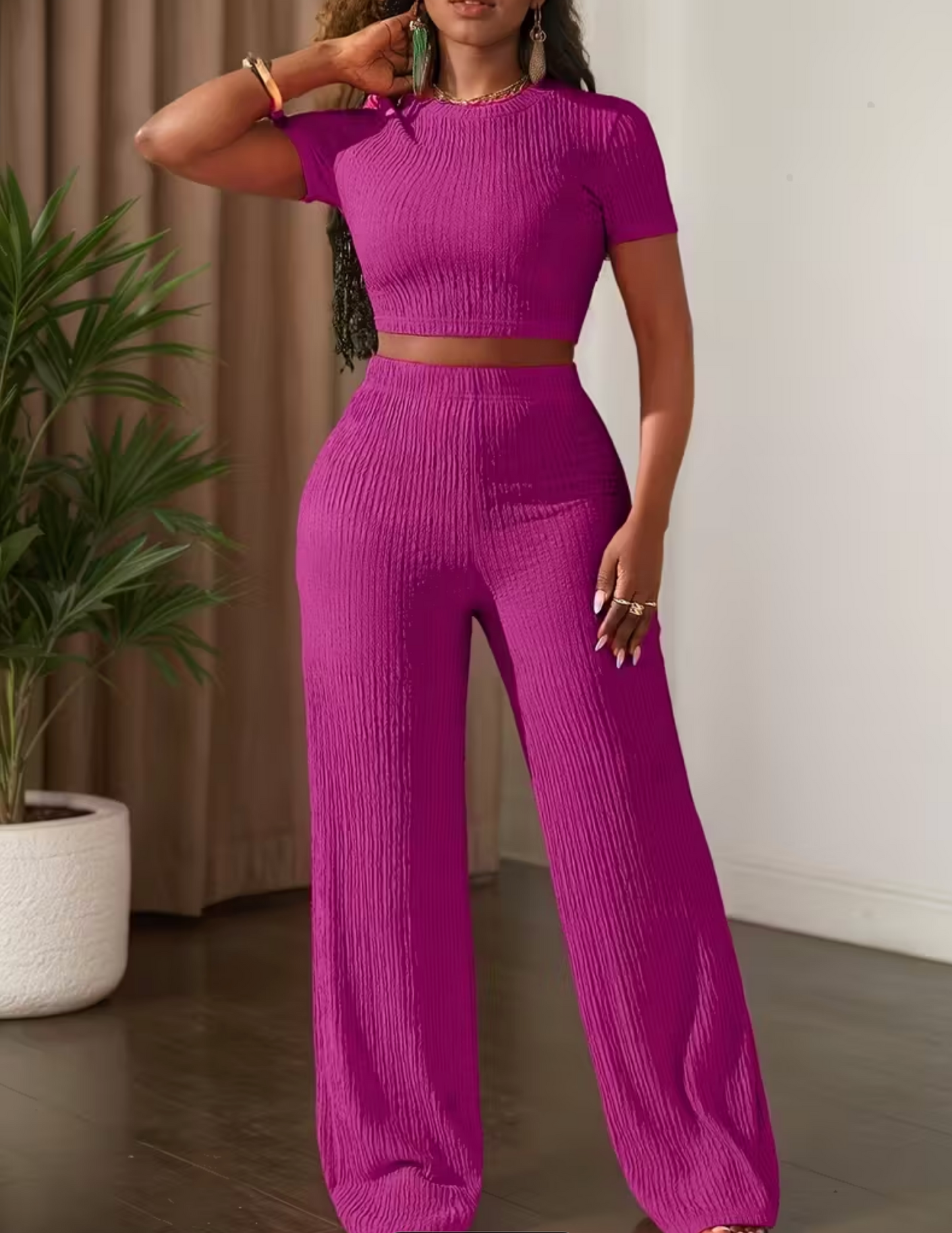 Damen Lounge-Set mit weiter Hose
