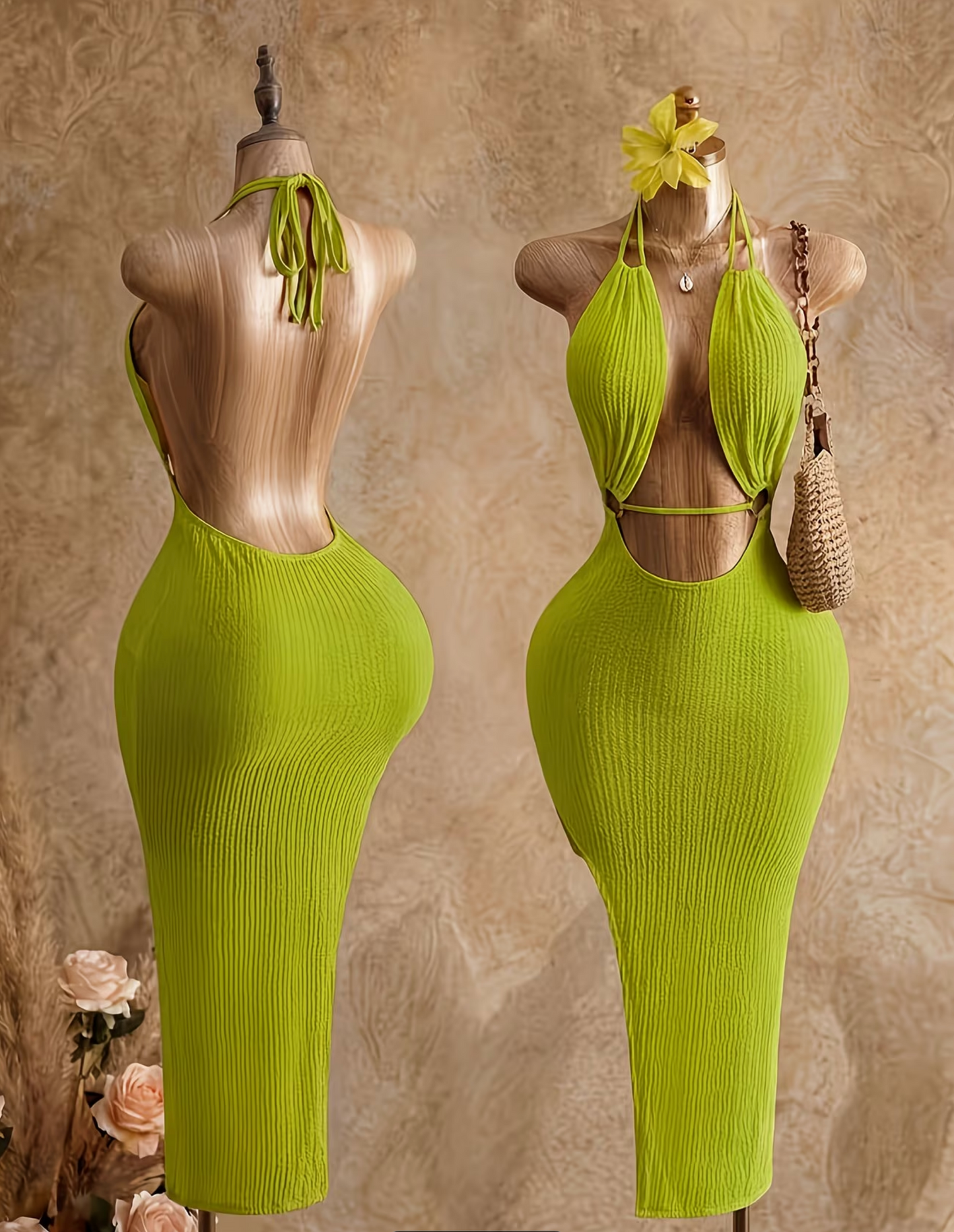 Neckholder-Maxikleid mit Cut-Out