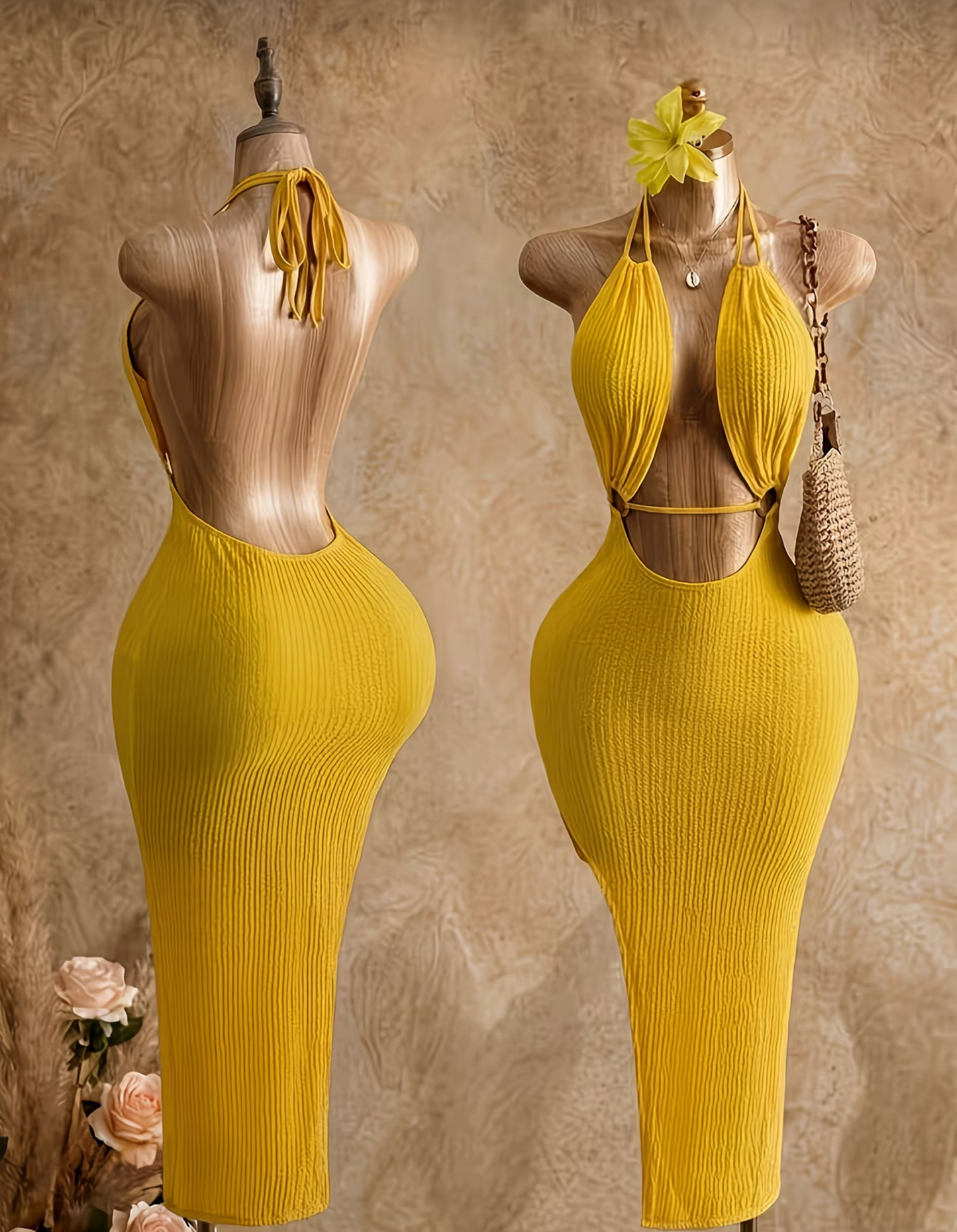 Neckholder-Maxikleid mit Cut-Out