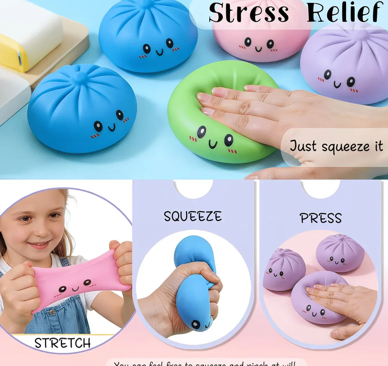 🥟 Knödel-Quietschspielzeug – Süße Stressbälle zum Drücken & Entspannen