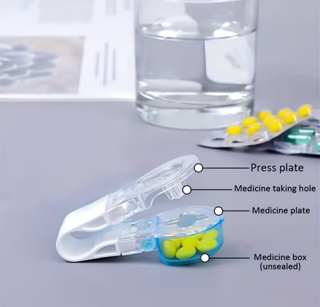 💊 Tragbarer Tabletten-Spender mit Trenner – Präzise, sauber & jederzeit griffbereit
