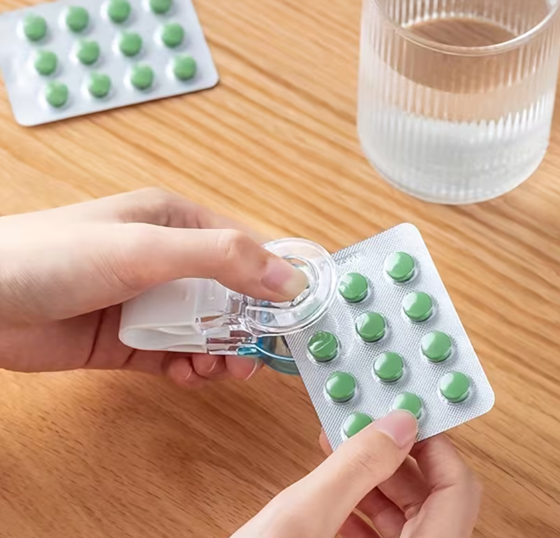 💊 Tragbarer Tabletten-Spender mit Trenner – Präzise, sauber & jederzeit griffbereit
