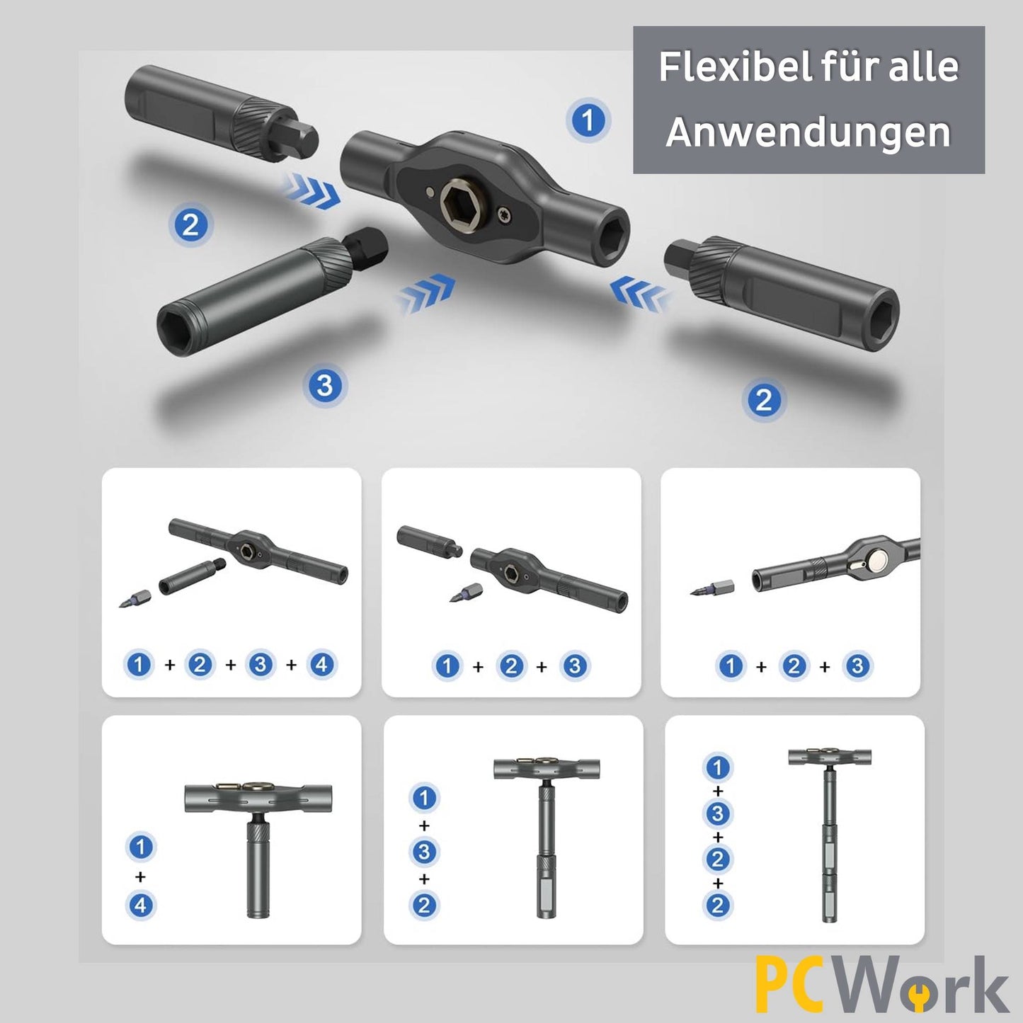 PCW08K Feinmechanik Ratschen Set | 42-in-1 magnetisches Präzisionswerkzeug